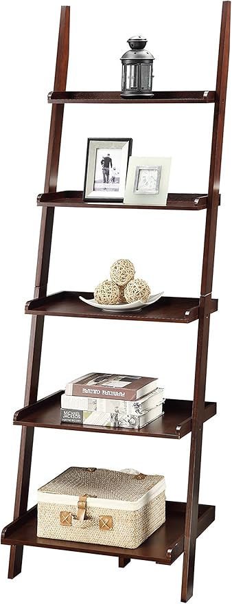 Convenience Concepts 5 shelves, American Heritage Bookshelf Ladder, 72.75" x 25" - Image 5