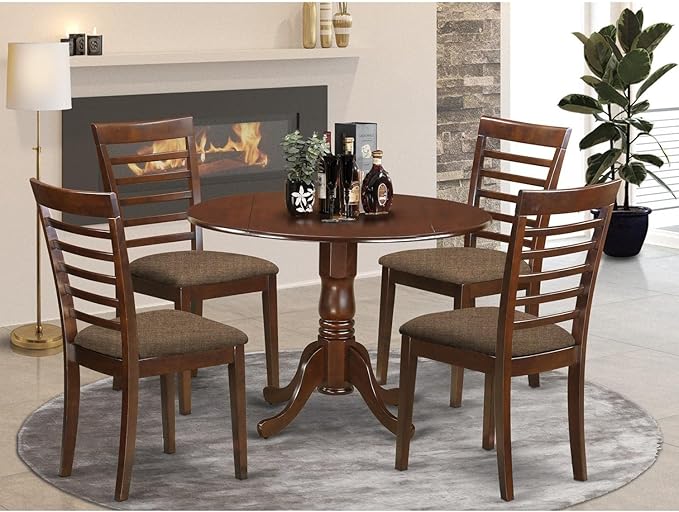 East West Furniture DLML5-MAH-C 5 Piece Dining Table Set - Image 7