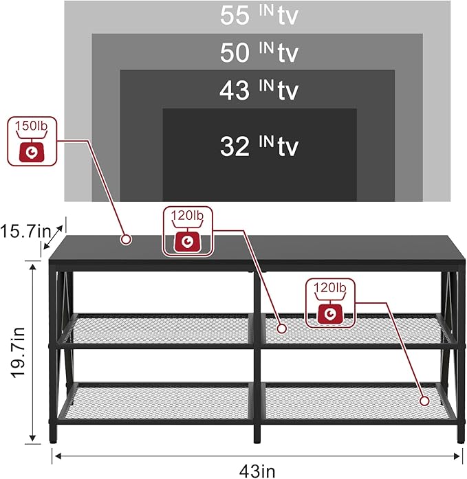 TV Stand for TVs up to 60 Inch, Entertainment Center for Living Room - Image 5