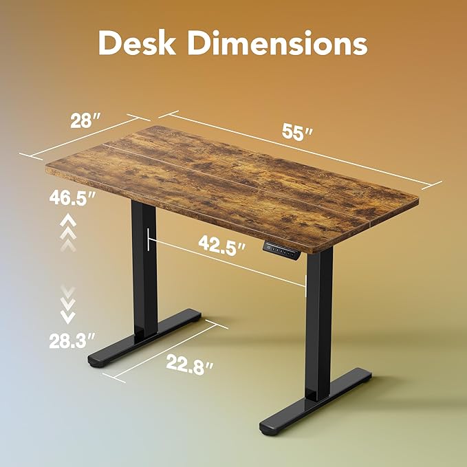 HUANUO 55 x 28 inch Electric Standing Desk Adjustable Height, 4 Memory Height - Image 2