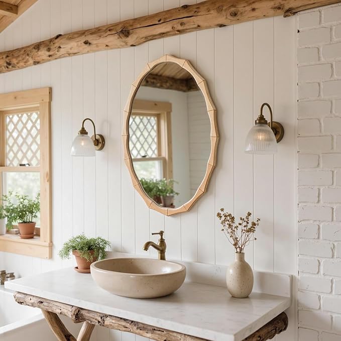 sawsile 20x30'' Rustic Oval Wood Mirror, Decorative Farmhouse Oval Mirrors - Image 7