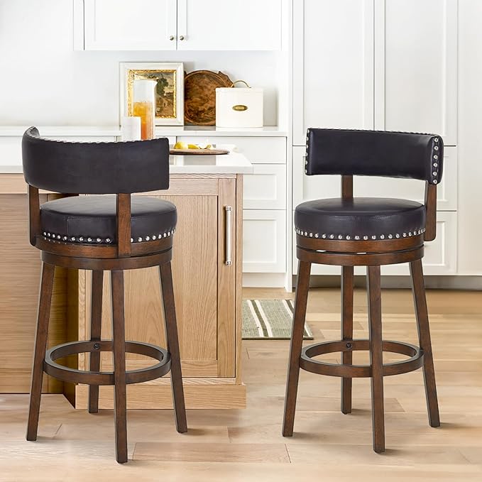 COLAMY Swivel Bar Stools Set of 2, 30 Inch Swivel Bar Height Bar Stools - Image 3