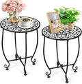 2 Pack Outdoor Side Table for Small Spaces, 14 Inch Patio Side Table, Plant by DARCKLE