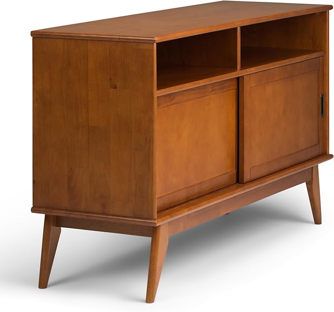 SIMPLIHOME Draper SOLID HARDWOOD 54 Inch Wide Mid Century Modern TV Media Stand - Image 8