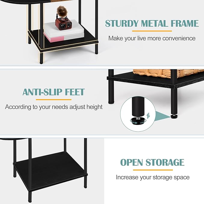 Small Round Coffee Table, 2-Tier Oval Center Table - Image 5