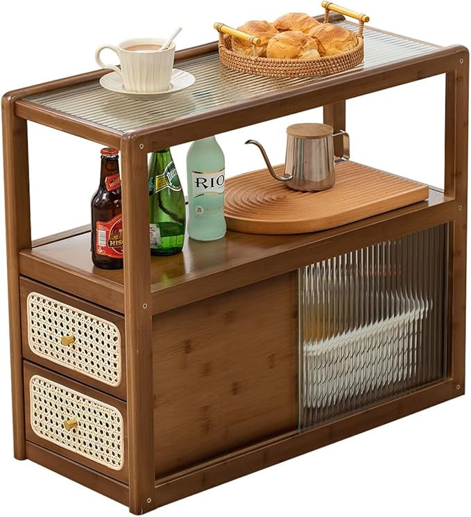 Bamboo & Rattan Side Table by ABAMFUR