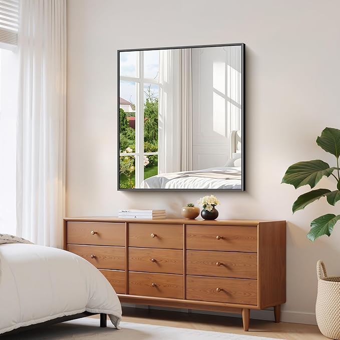 YIROMAN Bathroom Mirror for Wall 36"x40", Large Matte Black Bathroom Mirror - Image 4
