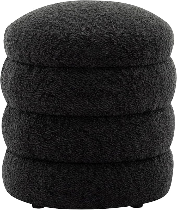 Furniliving Modern Round Ottoman, Soft Bedroom Ottoman Footstool Round Ottomans - Image 7
