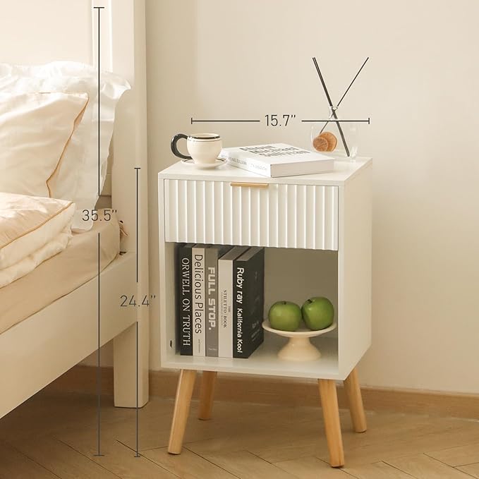 White Nightstand, Modern Bedside Table - Image 2