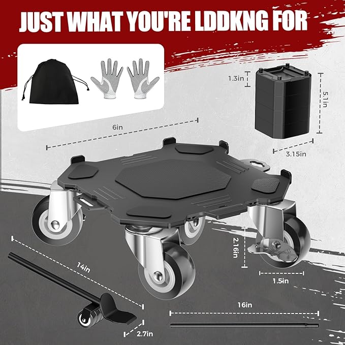 Upgraded Furniture Dolly Movers 5 Wheel Heavy Duty 3000LBS Capacity Carbon - Image 2