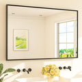 TETOTE Black Bathroom Mirror for Over Sink 55" x 36" Large Matte Black Beveled by TETOTE