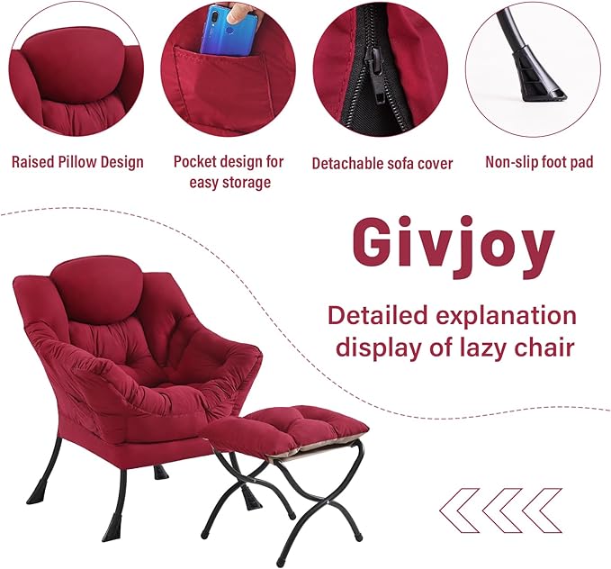 Lazy Chair and Ottoman, Large Accent Lounge Chair - Image 4