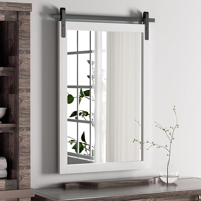 Farmhouse Mirror for Bathroom, Barn Door Style Decor Entryway Bedroom 22x30INCH - Image 8