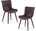 Kidol&Shellder Brown Dining Chairs Set of 2, Faux Leather Upholstered Mid by KidolShellder