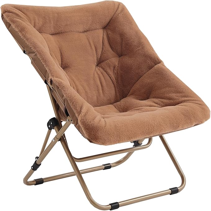 Tiita Comfy Folded Chair, Soft Faux Fur Oversized Folding Accent Chair by TiitaHome