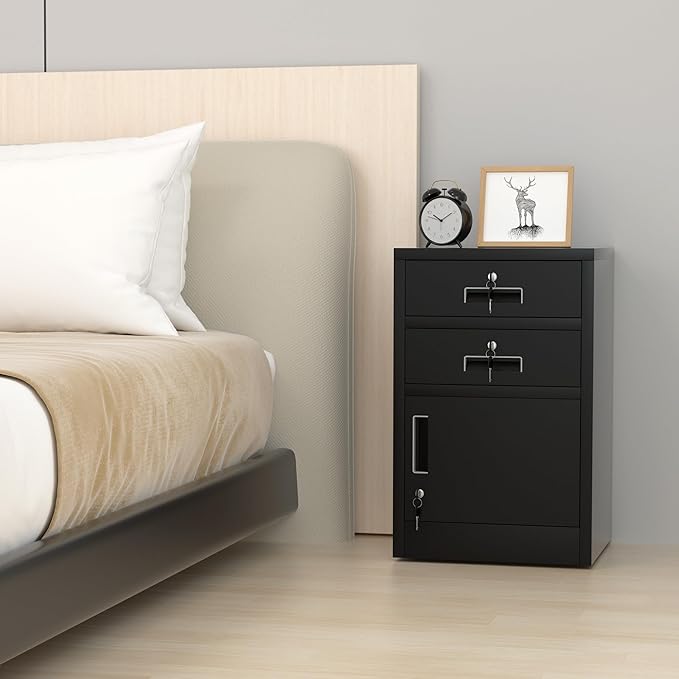 Metal Storage Cabinet with Locking Door and 2 Lockable Drawers - Image 5