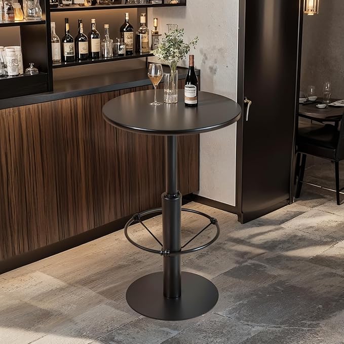 LOKKHAN 37.4" Tall High-top Table-Rustic Industrial Bar Table-23.6" Dia Round - Image 6
