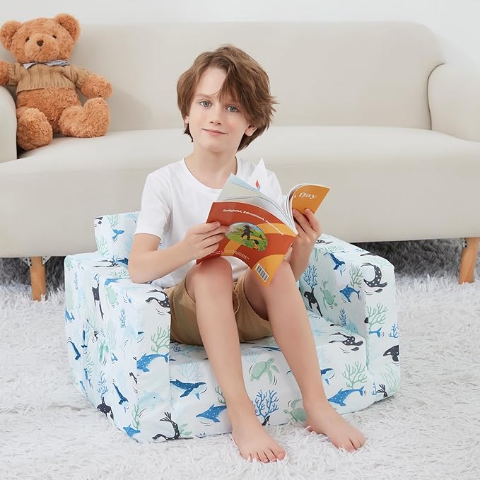 Viviland Kids Chairs for Toddler, 2-in-1 Soft Toddler Couch Fold Out, - Image 2