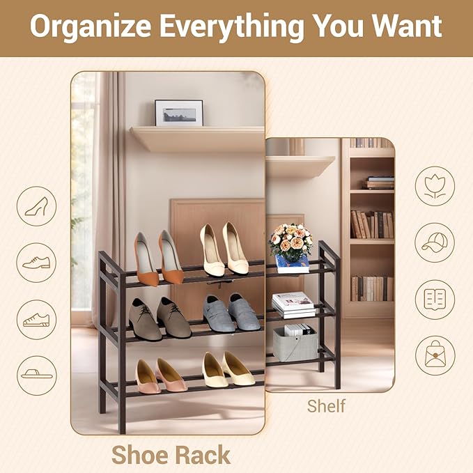 Haddockway Bamboo Shoe Rack for Closet, Free Standing Shoe Organizer - Image 5