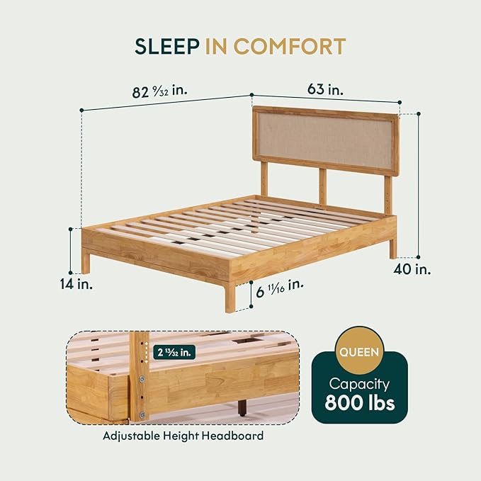 Nipe Platform Bed Frame with Headboard Size Queen - Image 2