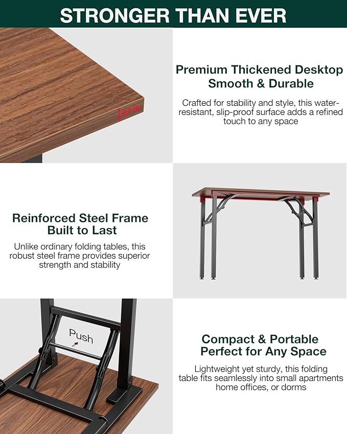 Frylr Small Folding Computer Desk – Portable 55.1 Inch Foldable Laptop Table - Image 5