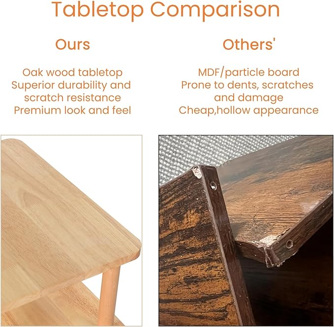 Solid Wood Side Table, 2-Tier Small End Table - Image 7