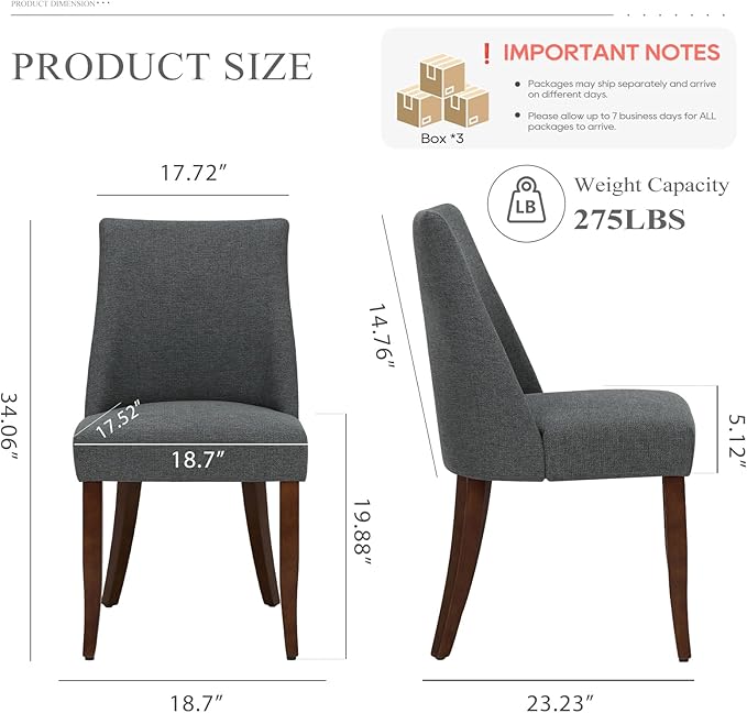 COLAMY Upholstered Dining Chairs Set of 6, Mid Century Modern Kitchen Chairs - Image 8