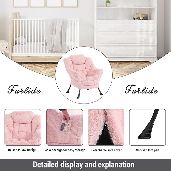 Lazy Chair with Ottoman, Modern Chair with Folding Footrest, Lounge Accent Chair - Image 5
