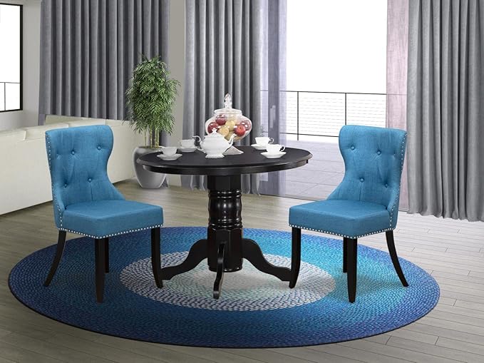 East West Furniture SHSI3-BLK-21 3 Piece Kitchen Table Set - Image 7