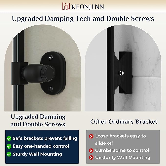 Keonjinn 24 x 36 Inch Pivot Mirror Bathroom, Matte Black Beveled Pivot - Image 3
