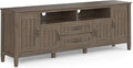 SIMPLIHOME Lev SOLID WOOD 72 Inch Wide Contemporary TV Media Stand in Smoky by SimpliHome