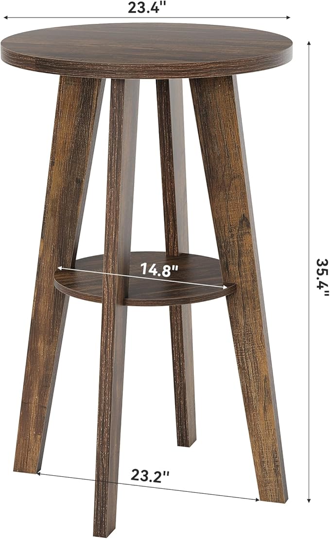 LITTLE TREE Portable Round Bar Table, High Top Bistro Pub Table, Mobile 2-Tier - Image 2
