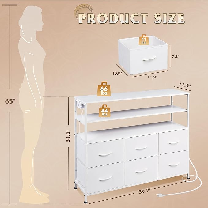 WLIVE White TV Stand for 40, 45 inch TV, Entertainment Center - Image 3