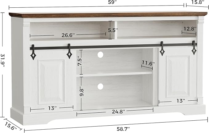 IRONCK Farmhouse TV Stand for 65+ Inch TV, Media Console for Living Room - Image 2