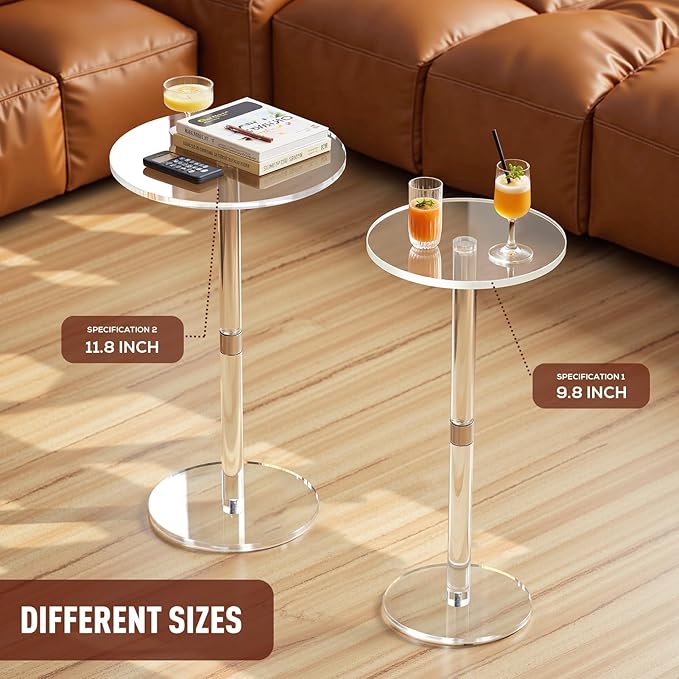 11.8" Round Clear Acrylic End Table - Image 5