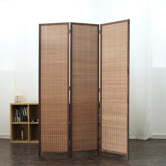 3 Panel Room Divider and Folding Screen Room Divider, Bamboo Room Divider Screen - Image 2