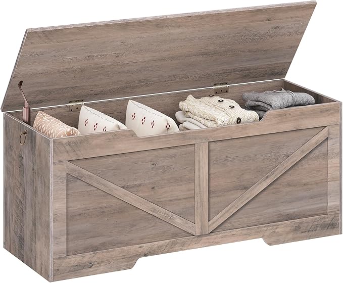 HOOBRO 47.2” Storage Chest, Retro Wooden Storage Bench - Image 6