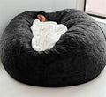 Giant Fur Bean Bag Chair Cover for Kids Adults, Living Room Furniture Big Round by LLPCKPB