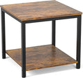 Homieasy Side Table 20 Inch Square, 2-Tier Coffee Tea End Table Nightstands by Homieasy