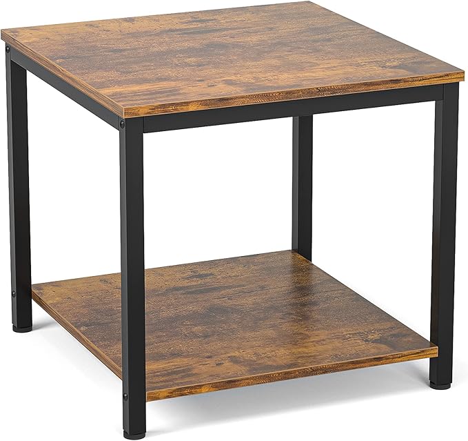 Homieasy Side Table 20 Inch Square, 2-Tier Coffee Tea End Table Nightstands by Homieasy