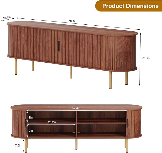 70.1" TV Stand, Modern TV Console Table - Image 2