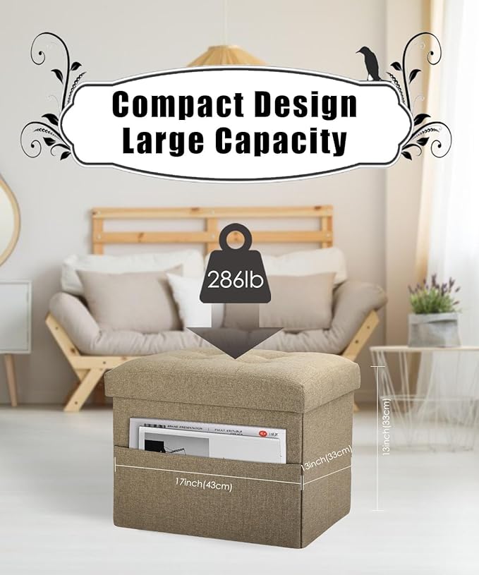 Ottoman Storage Ottoman Foot Rest Stool Foldable Bench - Image 3