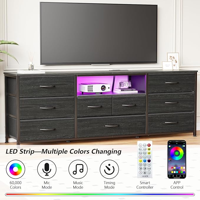 Furnulem 9 Drawer Dresser, 63” Long TV Stand - Image 6