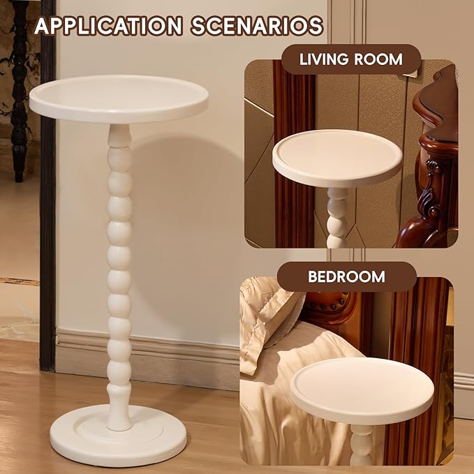 Small Accent Wood End Table, 12inch Round Bedside Table, Natural Side Table - Image 5