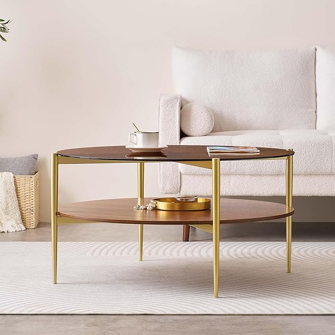 Extra Large Round Coffee Table, Mid-Century Modern Design, D34 x H17 in - Image 5
