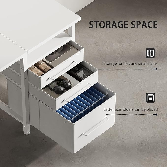 55" Computer Desk with Drawers, Desks - Image 7