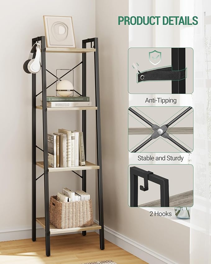 Ladder Shelf, Bookshelf Bookcase, Freestanding Corner Storage Shelve - Image 5