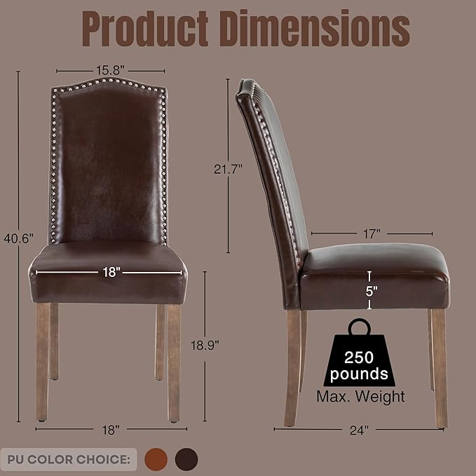 Stylish Upholstered Parsons Dining Chair PU Faux Leather - Image 3
