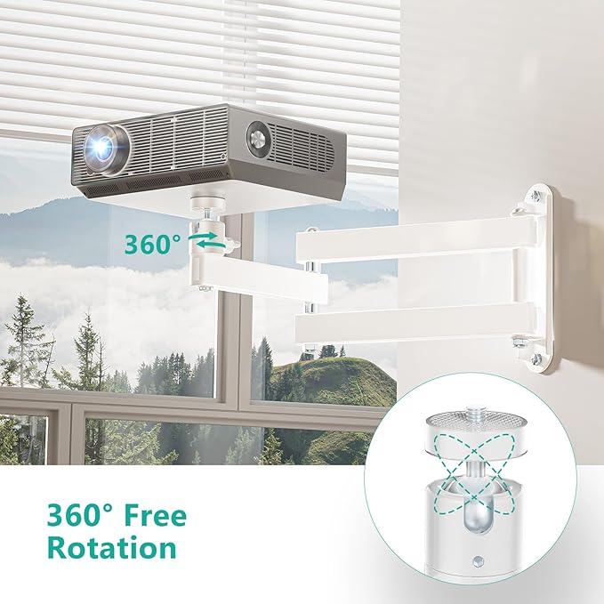 WALI Foldable Projector Wall Mount Universal Adjustable Wall Projector Mount - Image 4
