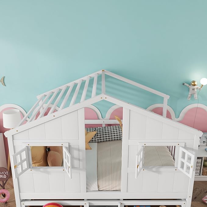 KEIKI Full Size Wooden House-Shaped Loft Bed - Image 5